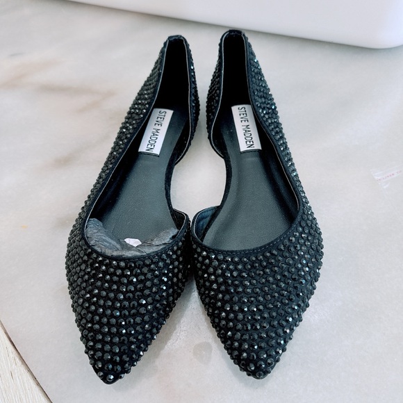 Steve Madden Women’s ballet rhinestone black flat/NWOB - Picture 1 of 8